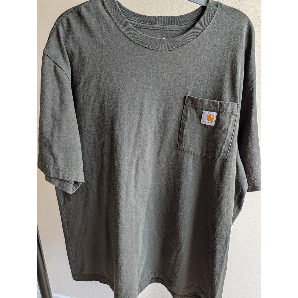 Carhartt K87 Loose Fit Pocket T-Shirt Mens XL Olive Green Heavyweight Cotton Tee